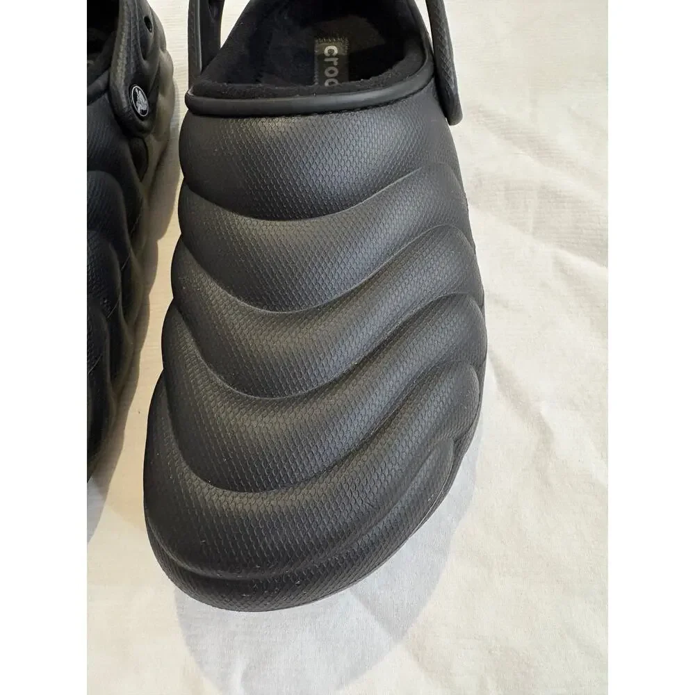 Crocs Classic Fleece Lined Overpuff Slip On Clogs Shoes Black Mens 12